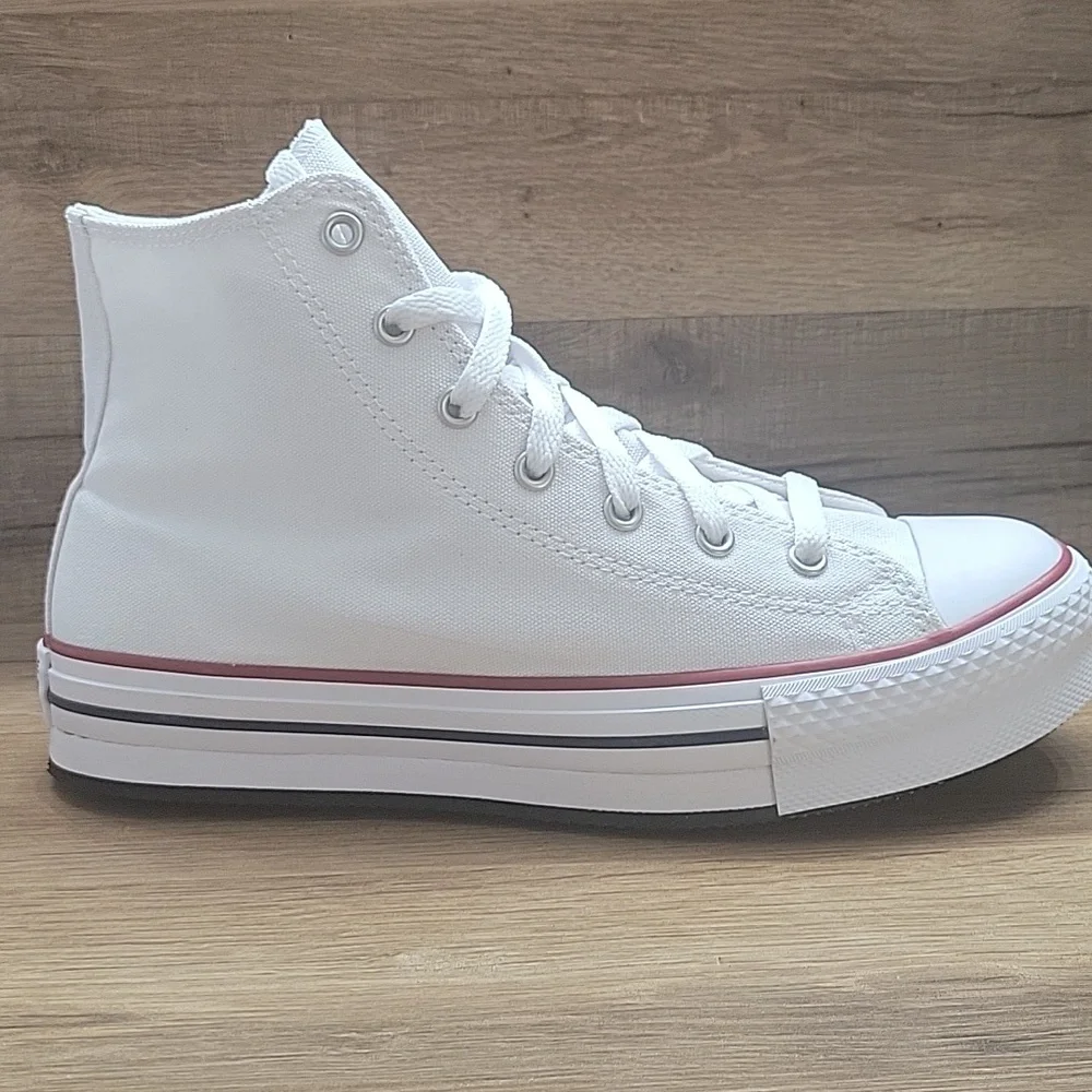 Converse White Sneakers with Blue Star Logo